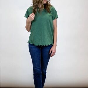 Bamboo Green Gwen Tee With Lettuce trim